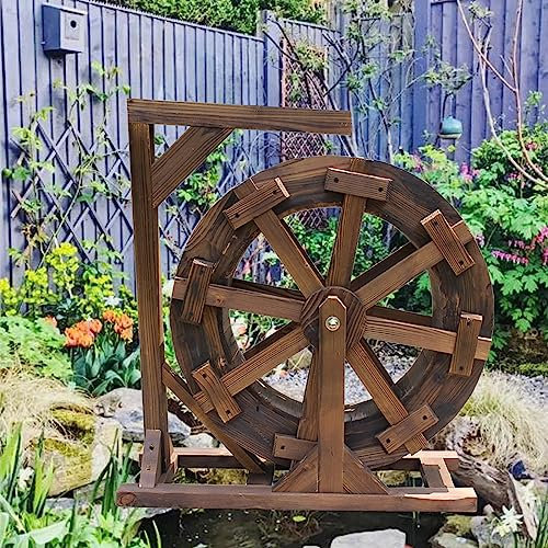 Fuente de ruedas para decoración de jardín, fuente de agua, de madera, vintage, rústico, ornamental, estanque, decorativo para jardín, patio, porche