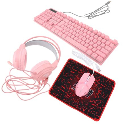 Uonlytech Tastiera Mouse Cuffie Combo USB per Computer Tastiera Mouse Rgb Accessori Ergonomico Illuminazione LED