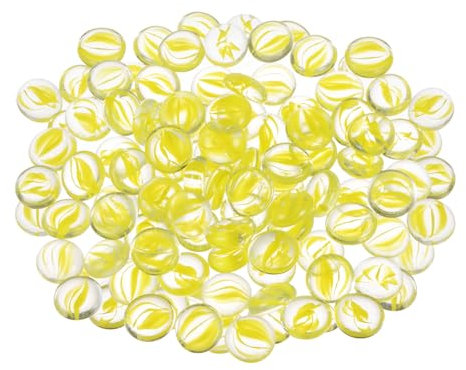 sourcing map Perles en verre pour foyers, galets de gravier réfléchissants pour décoration d'aquarium, 1 000 g, jaune transparent