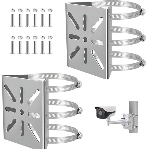 Tkxjry 2 Piezas Oporte Cámara Seguridad Montaje Base, Soporte Camara Vigilancia, Soporte De Montaje En Poste Vertical Soporte, para Cámara De Vigilancia y Cámaras CCTV