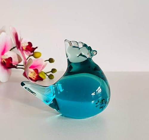 DECRZPB Handgemachte Glasfigur grüne Elster Vogel Taube geblasenes Kristallglas Glasur Briefbeschwerer Ornament Geschenk Tisch Heimdekoration
