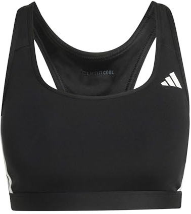 adidas Donna Optime Essentials Workout 3-Stripes Medium Support Bra, Black/White, M