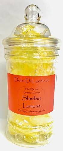 Sherbet Lemons Sweets Gift Jar by Dolci Di Lechlade Classic British Retro Traditional Sweet Shop Fathers Day Birthday Present Lemon Sherbets