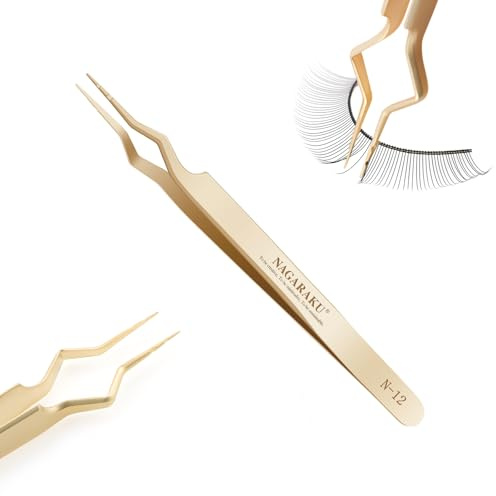 NAGARAKU Separeringspincett, ögonfransar med spår, professionell precisionspincett, romb, isoleringspincett, brett synfält, isolering, snabb användning, ergonomisk, rak spets, nybörjarvänlig (N-12)