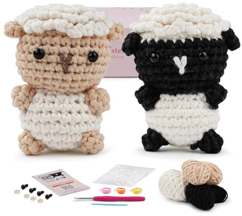 Beginner Lamb Crochet Kit,Beginner Crochet Kit for Adults & Kids – Complete Amigurumi Starter Set with Video Tutorials, Yarn and Tools