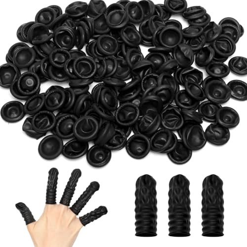 100 unidades de dedos antiestáticos para dedos, protección para el pulgar, látex negro, dedos de látex para cosméticos, medicina, reparación electrónica, procesamiento de alimentos