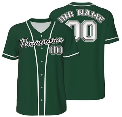 Personalisiert Custom t-Shirt Baseball Trikot Personalisierte Baseball Jersey Druck Namennummern schnelltrocknend atmungsaktiv Button-Down kurzärmelig Individuelle FüR Herren Damen Jugendliche