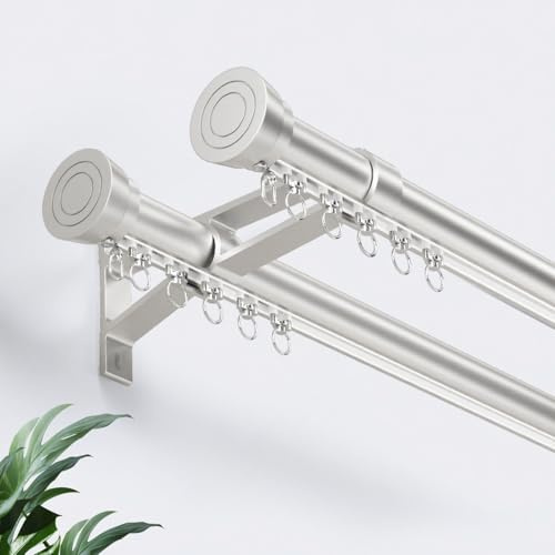 Double Roman Curtain Track - Wall-Mounted Sliding Rod - Aluminum Blackout Rail for Soundproofing - 90cm Room Divider for Gray Curtains - & Stylish Home Decor