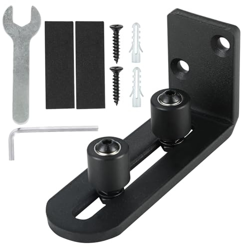 MumdoYAL Guía De Piso De Puerta Corredera Ajustable Para El Suelo Ruedas Dobles Acero Al Carbono Negro, Guia Suelo Puerta Corredera, Para Todo Tipo De Puertas Correderas