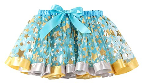 Generisch Costume di carnevale per bambini e bambine, gonna da balletto in tulle, Celeste., 5-8 Jahre
