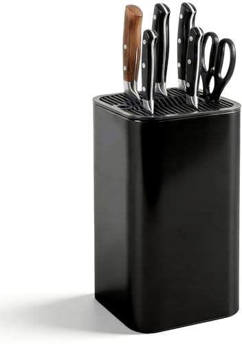 Eulihent Knife Block Without Knives, Universal Knife Block, Detachable Knife Holder, with Scissors Slot, Detachable Kitchen Knife Holder for Easy Cleaning Space Saver Black