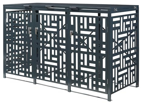 Cache-Poubelle pour 3 poubelles de 240 litres Acier galvanisé Anthracite 03_0009091