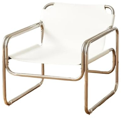 SLOQYNAPU Mittelalterliches Einsitzer-Sofa, luxuriöser, Aber dezenter Designer-Bauhaus-Loungesessel, eleganter, moderner Edelstahl-Sattelsitz, Ledersessel(BET300 with clamp)