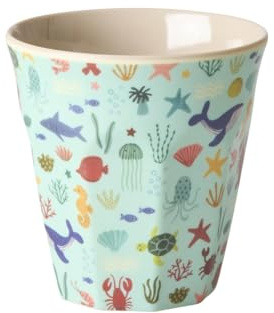ReWu Bicchiere in melamina verde chiaro con motivi sportivi, 9 x 9 cm, bicchiere leggero in melamina per uso alimentare, ideale per bevande, snack e dessert