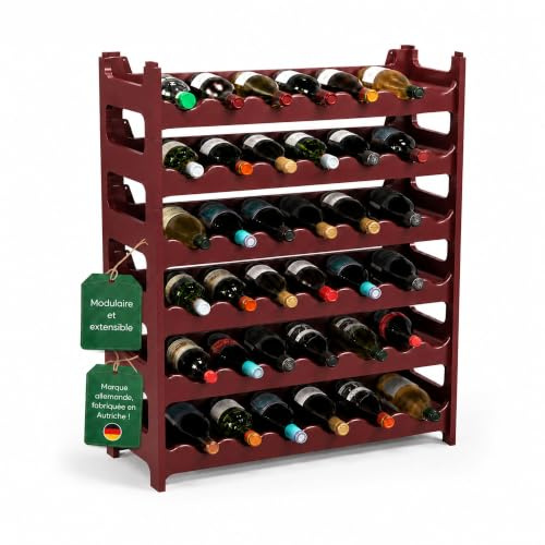 ARTECSIS® Weinregal stapelbar & modular erweiterbar Kunststoff für 36 Weinflaschen (braun) - Stabiles Flaschenregal & Getränkeregal Gastronomie-Qualität - Flaschen Weinständer & Weinflaschenhalter