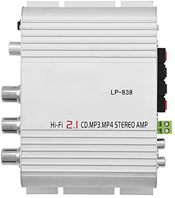 VBESTLIFER Mini HiFi 2.1 Stereo Bass Auto Car Home Amplificatore di Potenza Amplificatore Digitale(Silver)