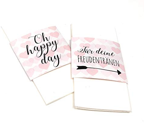 Banderolen für Freudentränen, 50 Stück, Banderolen für Taschentücher, Freudentränenbanderolen, Hochzeitsdeko, Kirchenheft, Gastgeschenk Hochzeit