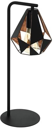 EGLO Bordslampa Carlton 4, 1-flammig Vintage bordslampa | nattduksbordslampa i stål, färg: svart, kopparfärgad antik, sockel: E27, inkl. strömbrytare