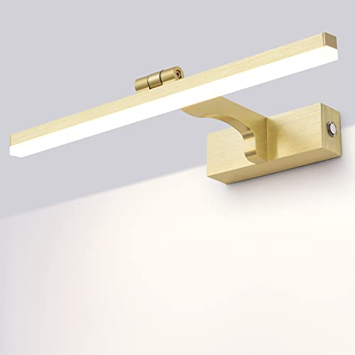MantoLite Dimmerabile LED Lampade da Parete per Quadri, 41cm 10W Illuminazione Interni Girevole Lampade, Oro Spazzolato Bagno Luci per Pareti Specchio Lampade Lettura Applique 3000K/4500K/6000K