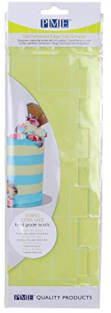 PME PS65 Wide Striped Edge Side Scraper for Cake Decorating-10 inches, Transparent | Creates crisp, textured buttercream lines and patterned icing finishes quickly for professional bakery cake displays.