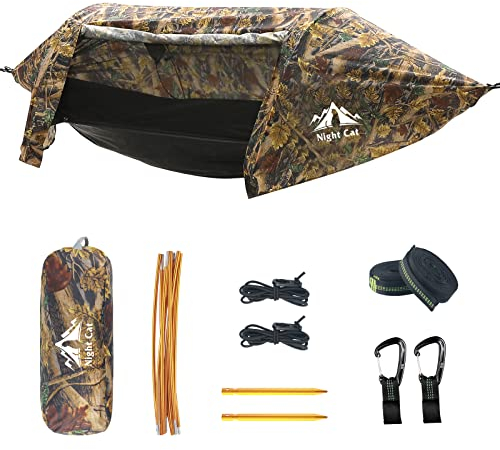 Night Cat Hängematte Zelt mit Moskitonetz wasserdichte Regenfliege Für 1 Person Wandern Camping im Garten Hinterhof Wilde