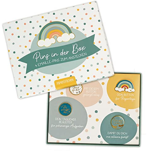 Papierdrachen Geschenkset zum Geburtstag oder zur Einschulung - Mitgebsel in hochwertiger Geschenkschachtel - Konfetti - mit motivierenden Anstecknadeln für Kinder - Set 1
