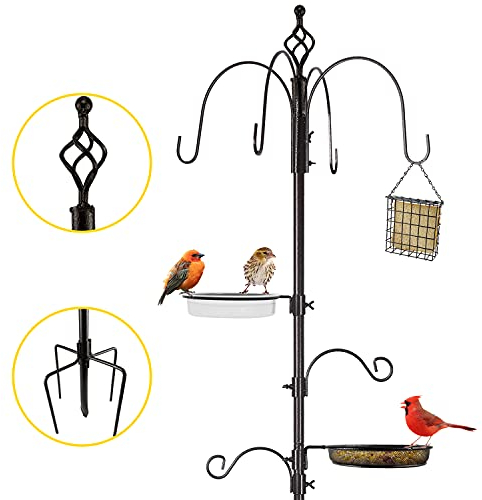 Urban Deco Bird Feeders Hanging Station with 3 Feeders,5-Prong Base