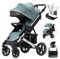 Daliya® Rapidy Buggy Kinderwagen 0-36 Monate Sportwagen mit Liegeposition Wickeltasche, Winterfußsack, Ess- & Spieltisch und mehr (Grün - Silber)