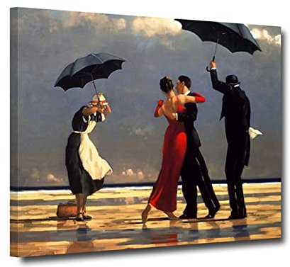 ZHONGYUTONG Der singende Butler von Jack Vettriano Leinwand Kunstdruck Gemälde Jack Vettriano Wand Bild Poster für Wohnzimmer Schlafzimmer Heimdekoration (Gerahmt, 60x90cm)