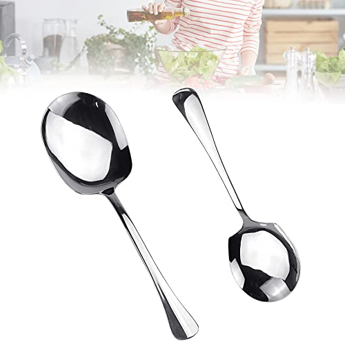 KLYNGTSK 2 PCS Cucharas de Servir de Acero Inoxidable Cuchara Ranurada con Asas Largas Cucharas Grandes para Servir Cuchara Sopera para Servir Cocina Cuchara Restaurante Sopa Banquete (25/22cm)