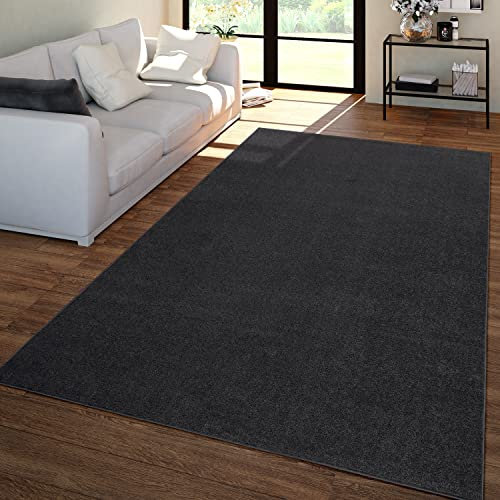 TT Home Wohnzimmer Teppich Kurzflor Unifarbendes Design Modern Und Zeitlos, Farbe: Grau Schwarz, Größe:120x170 cm
