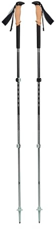 BLACK DIAMOND Pursuit Trekking Poles (Pair) | Natural Cork Grips | FlickLock Adjustable Aluminum Shafts | for Hiking & Backpacking | Charcoal-Foam Green | Small/Medium