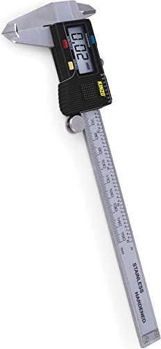 Kinzo Digitaler Messschieber - Messbereich bis zu 15 CM - mit Aufbewahrungsbox - Edelstahl - Ablesung in mm oder Zoll - Silber