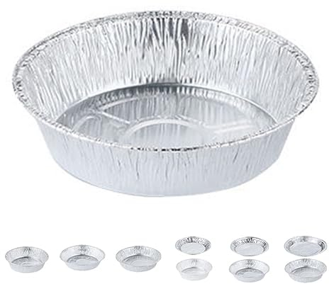 Alvinlite Pentole Rotonde Piatto in Alluminio Friggitrice ad Aria USA e Getta Vassoi per aragoste Contenitori riciclabili con pareti dritte per Cucinare all'aperto(8in-Piatto Fondo 50)