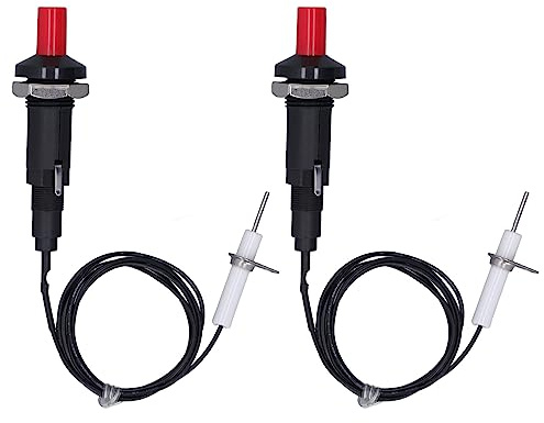 Spark Accensione Piezoelettrica, 2 Pezzi Accenditore Piezoelettrico 1 Out 2 Pulsante con Ago di Accensione Filo Accensione Piezoelettrica da 1 Metro per Camino Forno Riscaldatore