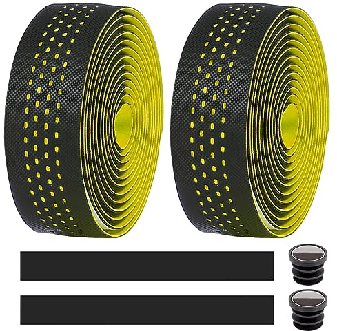 MOCNT 2 Rollen Fahrrad Lenkerbänder Radfahren Rennrad Lenkerband Leder PU Eva Cycling Band rutschfest Komfort Stoßdämpfend Griffband Bandwickel Mit Lenkerendstopfen