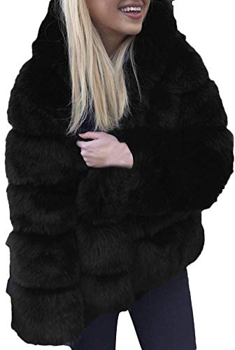Nidddiv Manteaux à capuche en fausse fourrure pour femmes Vestes d'hiver du Royaume-Uni Vestes thermiques épaisses Vestes chaudes en peluche pour l'extérieur Polaires à capuche décontractées Pulls