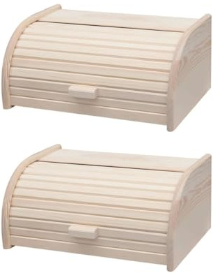 Fackelmann Lot de 2 boîtes à pain en bois de pin 40 x 28 cm | Pain et viennoiseries rangés, Lot de 2 huches, Bois de pin, Format 40 x 28 x 18 cm, Rangement cuisine