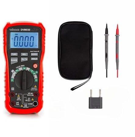 Velleman digital handmultimeter dmm voltmeter, mätare, visning, intervallval, spänning, ström ac dc motstånd, testspets, mätkabel, data hold polaritet, min max relativt värde