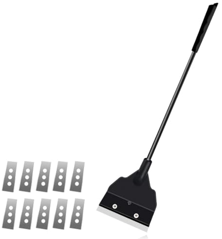 Algenschaber Aquariumschaber, Aquarium Algen Rasiermesser mit 10 klingen, Aquarien Reinigung Werkzeug, verstellbarer Algenschaber, für die Reinigung von Glas Aquarium, Schwarz, 65cm