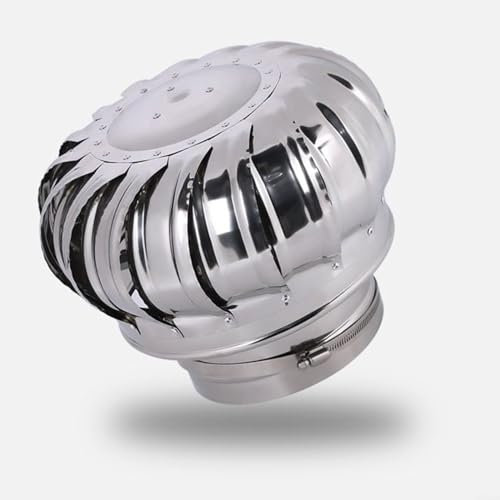 QOXEZY - Schornstein-Spinner-Haube – Edelstahl Schornsteinschleuder – drehbare Schornsteinhaube mit Klemme – Abdeckung für Rauchrohr – drehbare Kappe (Ø 110 mm)
