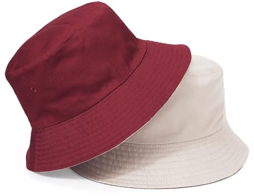 TAGVO XXL Chapeau de Pêcheur Réversible Chapeaux de Seau Unisexe Pliable Coton Anti-UV Chapeau de Soleil Été Bucket Hat 58-65cm