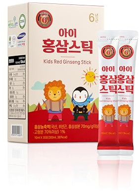 Pocheon Kids Korean Red Ginseng Stick, Single Serving Packs - 30 Sticks (10ml x 30), Natural Immune Support, Available as Tea, not bitter taste, age of intake 3-14 years old
