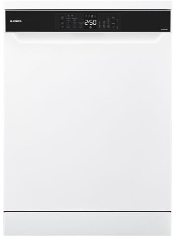 Aspes Lavavajillas 60cm Blanco AJ14600BD. 1900W, 14 Cubiertos, 3 Bandejas, 8 Programas, Display LED manual, Función Stop&Go, Eficiencia Energética Clase B