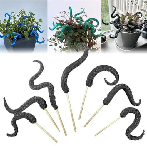 Octopus Tentakelpfähle, Pflanzentakel, 7 Stück, Kunstharz, leuchtende dekorative Pflanzenstecker, Zimmerpflanzendekorationen, Zubehör, einzigartig für Pflanzendekoration, dekorative Stäbe