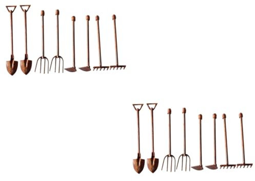 INOOMP 16pezzi Miniature Gardening Tool Zinc Alloy Vintage Metal Decor for and Miniature Landscapes and Stylish Accessories for Creative Gardening