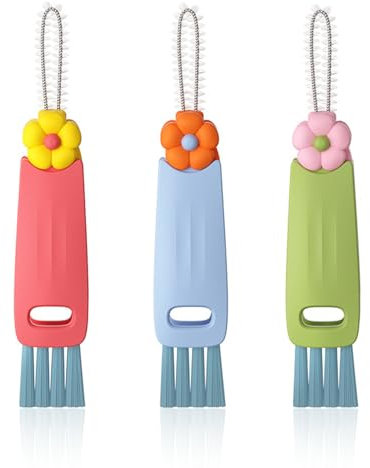 JOOTUEPO 3-in-1 Cup Lid Crevice Cleaning Brush, 3 Pack Multifunctional Water Bottle Cover Crevice Cleaning Brush, Portable Bottle Cleaning Brush, Cleaning Tools for Home Kitchen