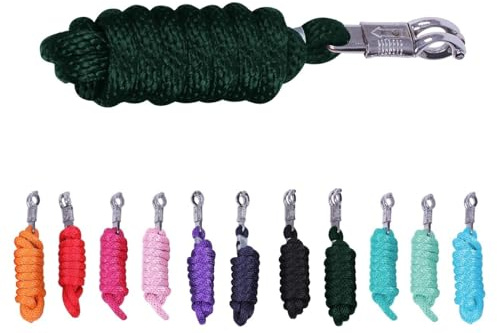 NETPROSHOP Einfarbiger Nylon Strick Führstrick mit Panikhaken Länge 2 Meter Farbauswahl, Farbe:Dunkelgruen