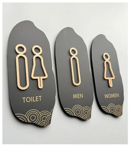 YINLUCK 1 Stück Toiletten-Richtungsschild, Toilettenschild for Männer Und Frauen, Acrylschild, Kreatives 3D-Badezimmer-Richtungsschild, Hotel-Toiletten-Wandaufkleber(Woman,8x20cm)