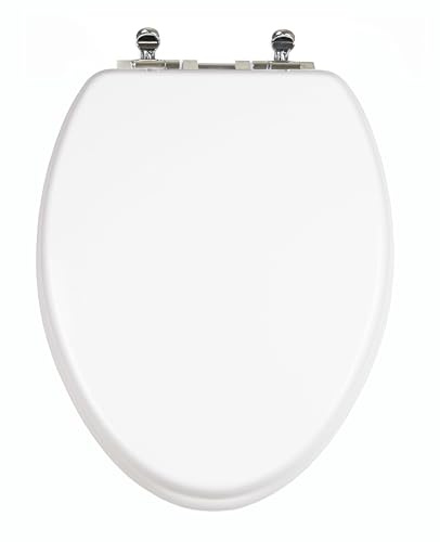 Topseat Elongated Wooden Toilet Seat with Built-in Potty Seat, White, TinyHiney Slow Close